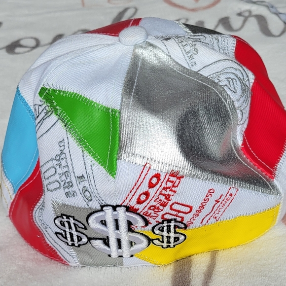 Colorful Patchwork Cap with Dollar Sign Design - Picture 2 of 5